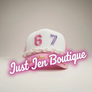 Just Jen Boutique Popular Embroidered  "67" Women's Cap With Chain Decor